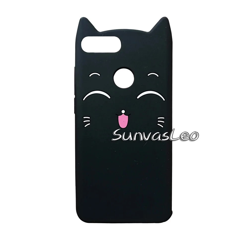 Black Smile Cat Для huawei P Smart() 5,6" 3D чехол, мягкий силиконовый чехол с мультипликационным принтом единорога, Счастливого кота, чехол для huawei Honor 9 Lite - Цвет: Black Smile Cat