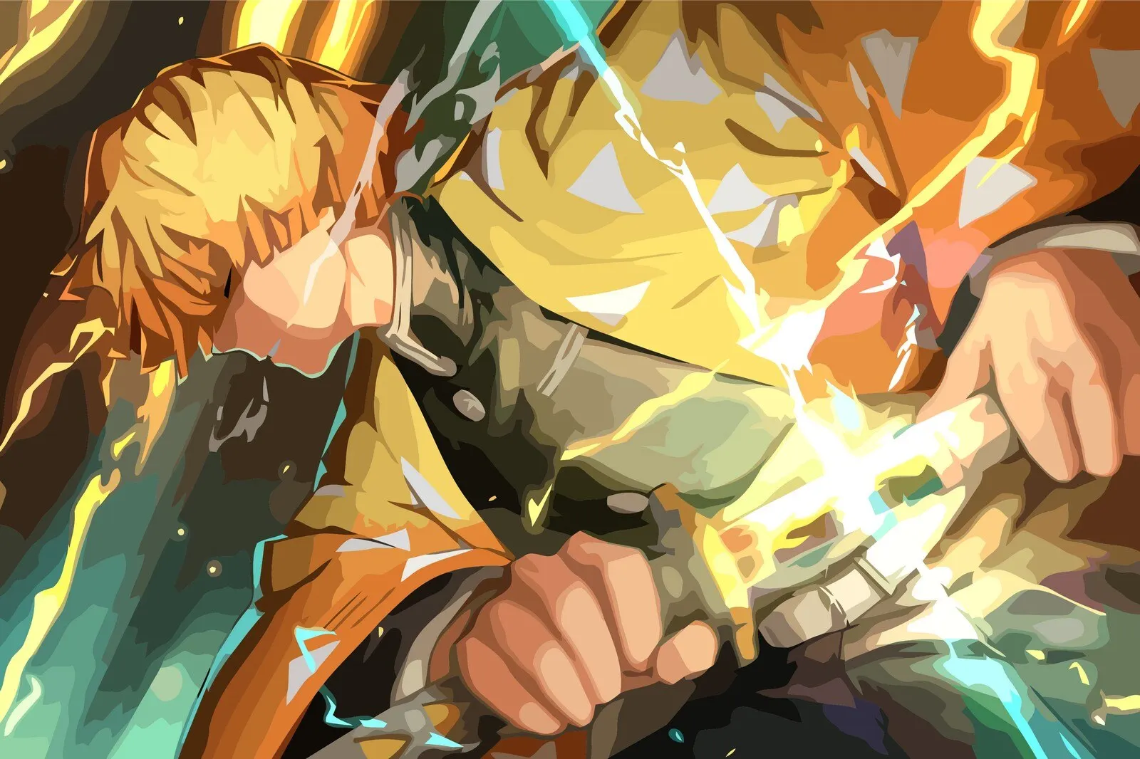 Картина по номерам на холсте набор для рисования Аниме Клинок рассекающий