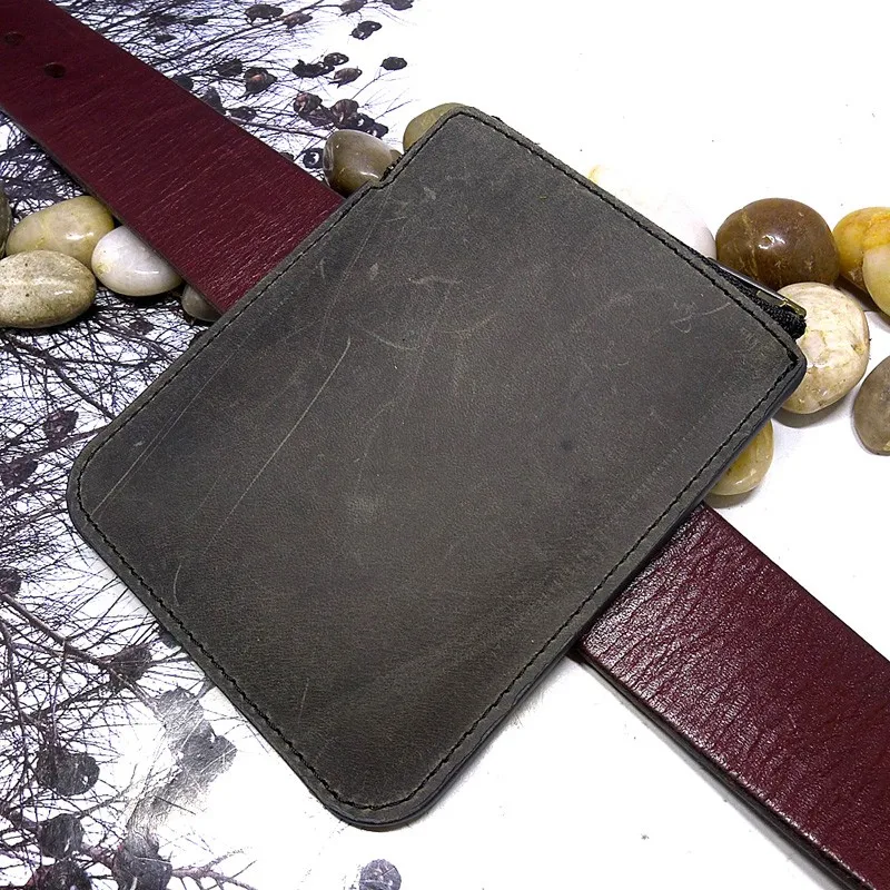 

Xiaolu Zippered Thin Waist Bag Leather Small Belt Pack Driver's License Case Credit Card ID Holder Wallet Pouch Men Women LD-J