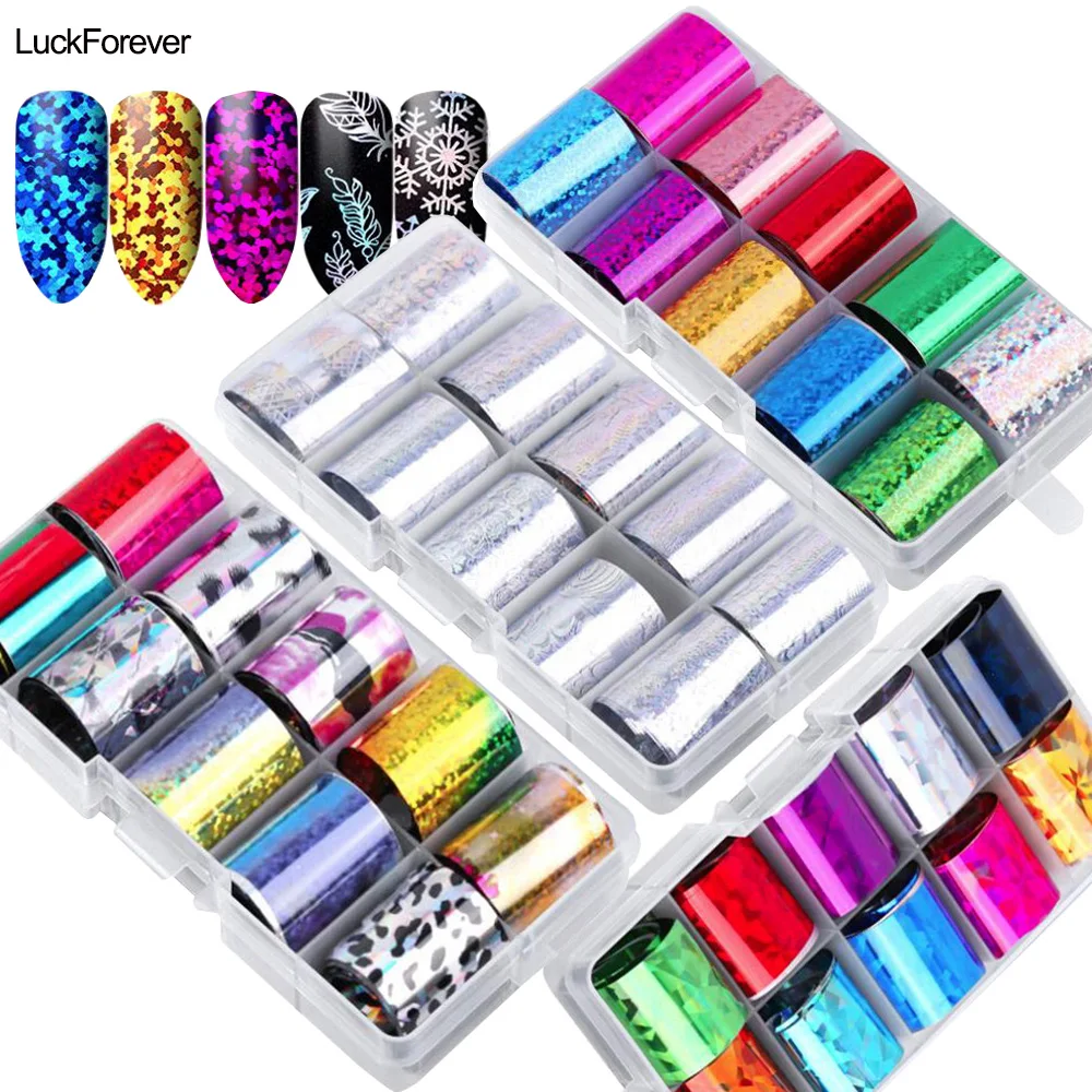 Голографическая фольга для ногтей 10 рулонов|Стикеры и наклейки| |