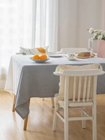 cotton fabric stripe tablecloth for rectangular square tables table cloth for kitchen dinning tabletop decoration white