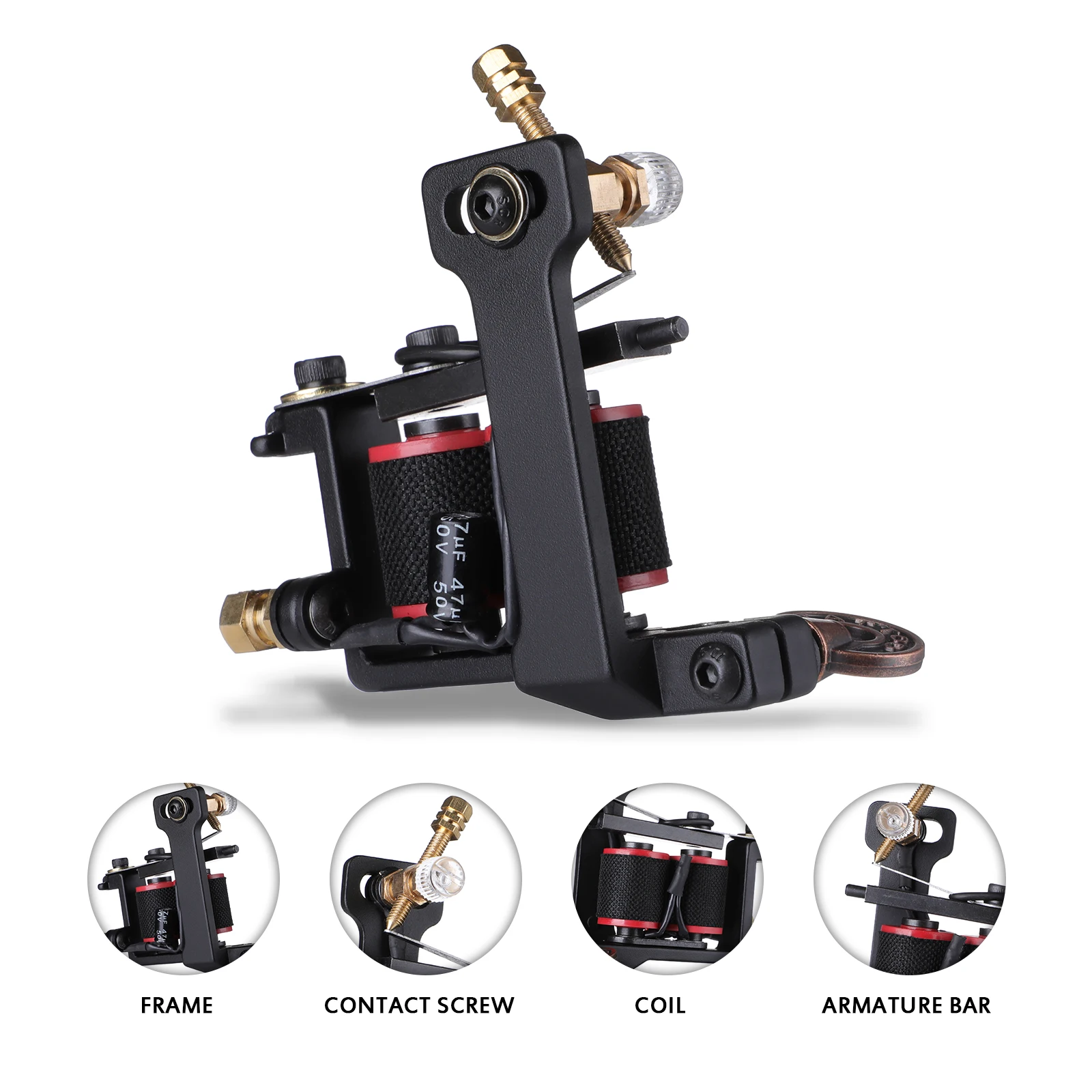 1pc Permanent Makeup Machine Tattoo Wire Cutting 10 Wrap Tattoo Coil Machine for Liner and Shader Tattoo Machine Black Color