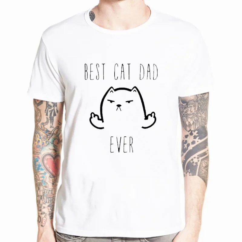 

Funny Best Cat Dad Ever Print T-shirt Men Gift For Husband Casual Short Sleeve Harajuku Tee Shirts Mens Tops T Shirt Plus Size