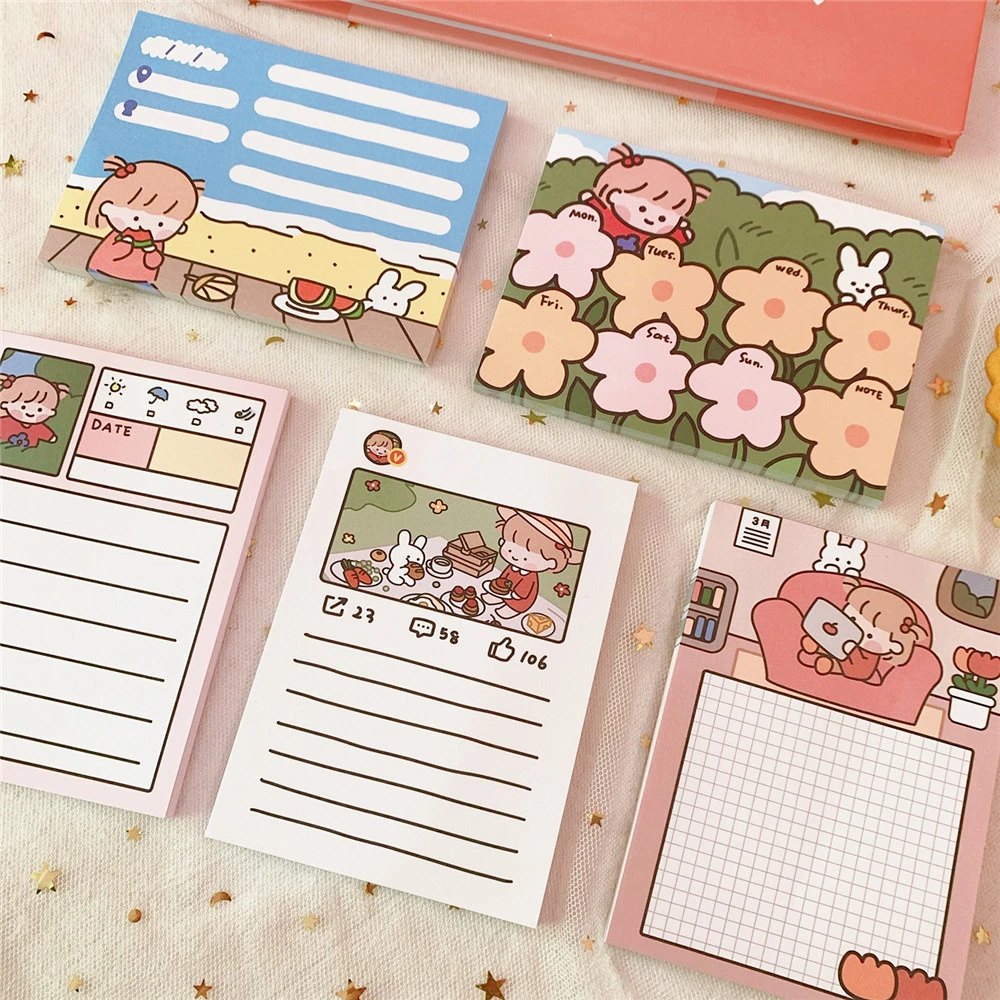 Блокнот SIXONE в стиле Ins для заметок с милыми мультяшными девушками 50 листов