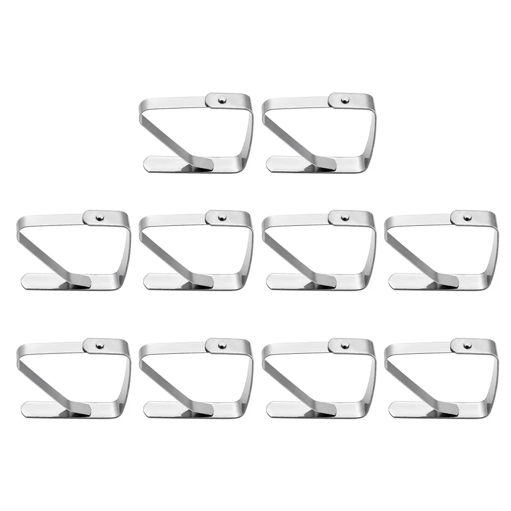 

10Pcs Stainless Steel Home Tablecloth Clamps Durable Tablecloth Clips (Silver)
