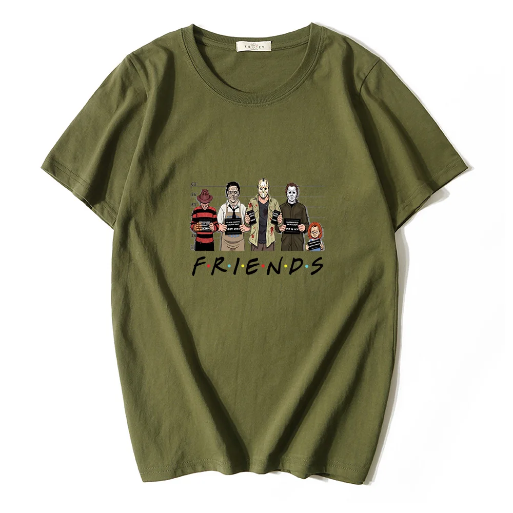 Новинка лета 2021 Мужская футболка с принтом ужасов и друзей удобные дышащие топы