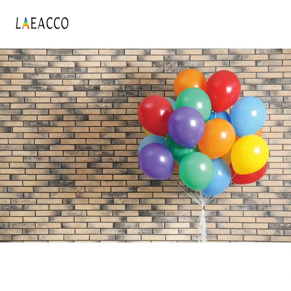 Laeacco кирпичная стена красочные воздушные шары портрет день рождения фотозоны