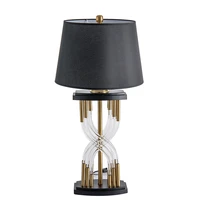 modern e27 led black iron glass night side table lamp with lamp shade for bedroom living room loft personal office desk decor