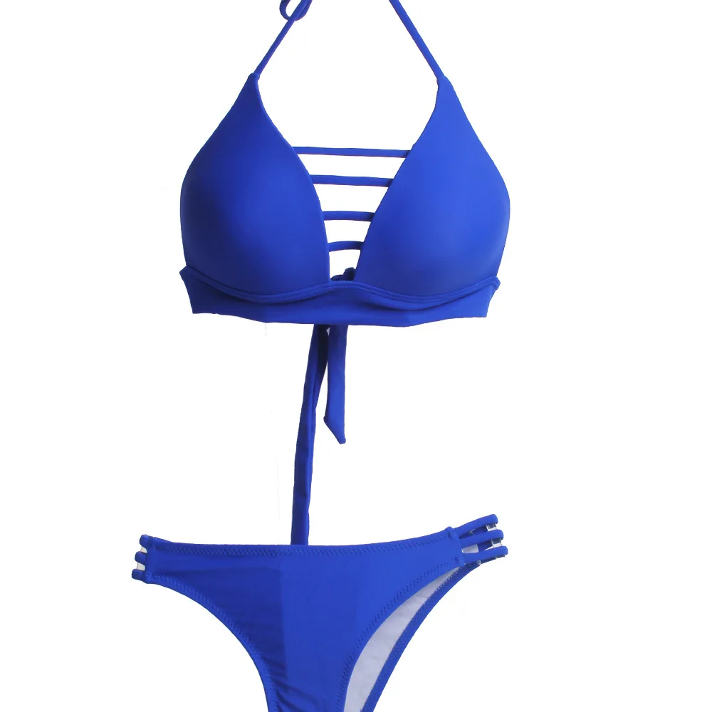 

2021 New Swimsuit Women Fashion Sexy Multi-rope Hollow Poly Chest Split Bikini Swimsuit
