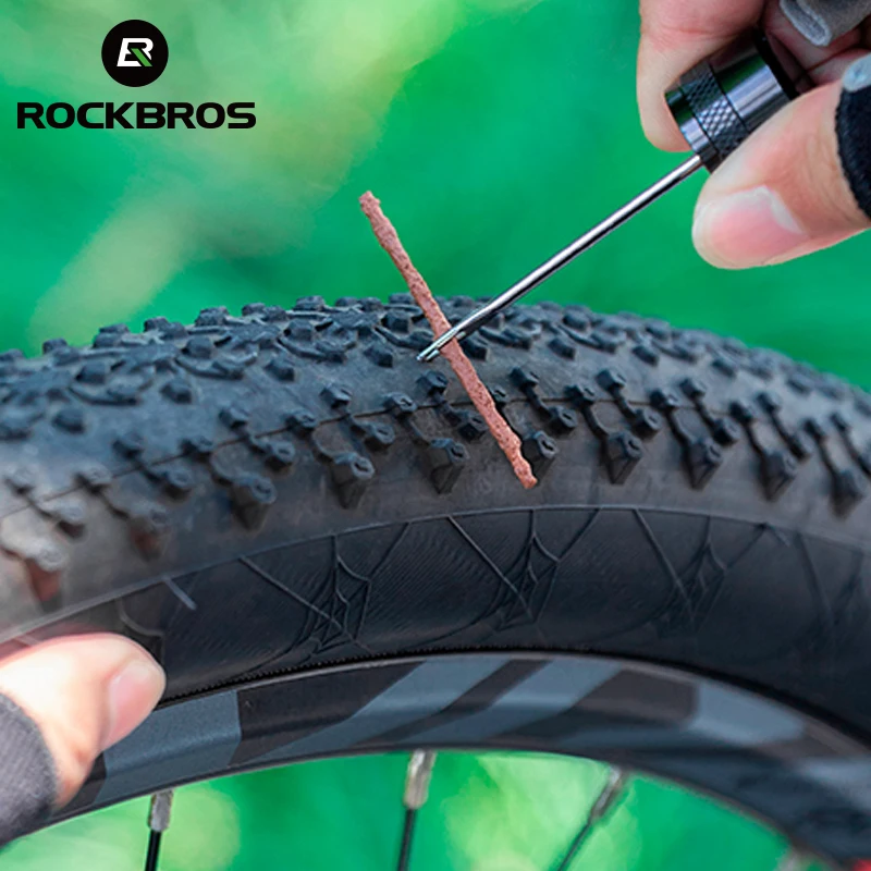 

ROCKBROS Tyre Repairing Patch Tool Kit Puncture Plug Cycling Repair Strips Motorcycle Tubeless Tyre Repair Tool Bike Accessories