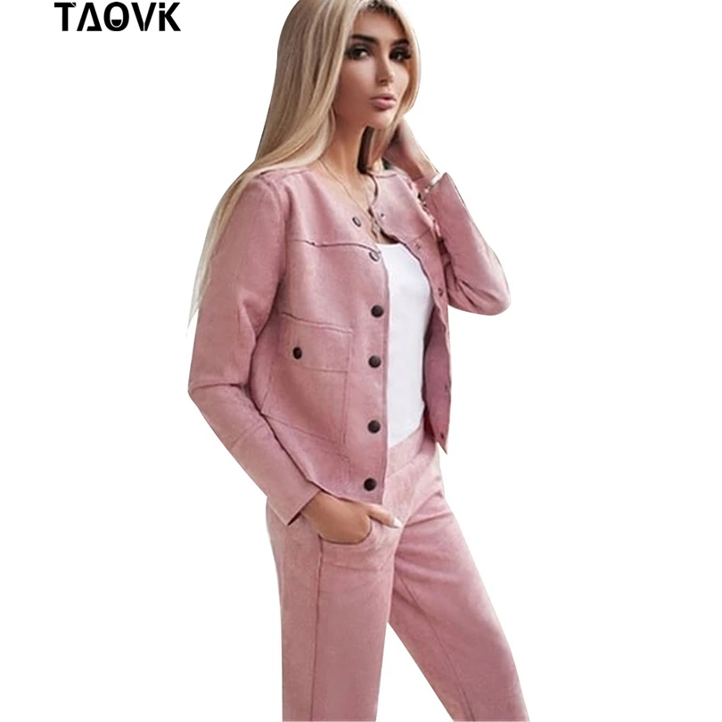 Женский спортивный костюм из двух предметов TAOVK однобортный жакет без воротника