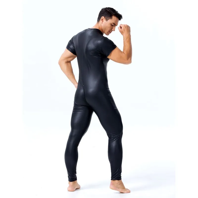 Фетиш бондаж для геев комбинезоны с открытой промежностью из лакированной кожи