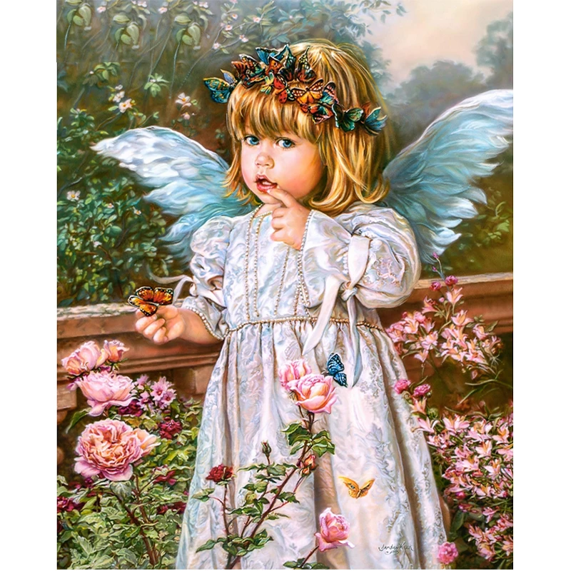 

Full Square / Round Drill 5D DIY Diamond Painting "Angel Girl Flowers" 3D Embroidery Cross Stitch Rhinestone Home Decor Gift