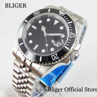 bliger new nh35 pt5000 fashion sapphire glass 40mm automatic wristwatch nologo black dial miyota ceramic bezel jubilee strap