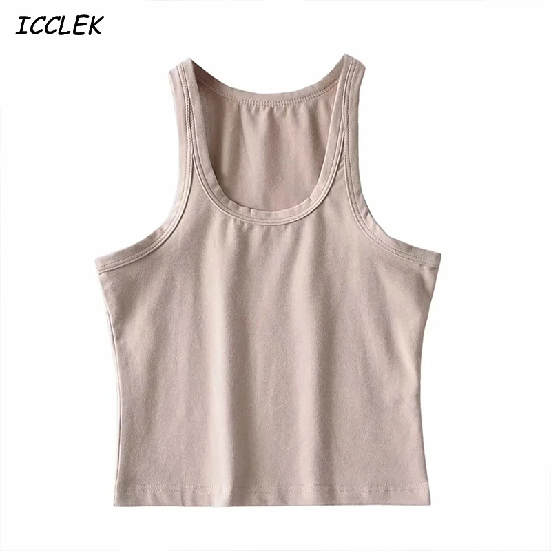 

Women's Tanks Tops Solid Camis Sleeveless Cropped Vest Clothing Female Skinny Crop Tops Streetwear Casual Slim Tanks O neck Chic