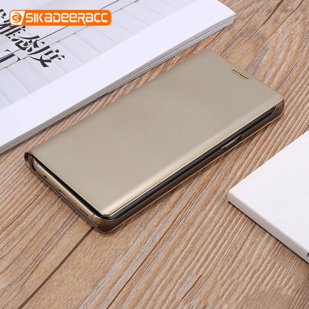 Умные зеркальные флип чехлы для телефонов Samsung Galaxy S9 S10 Plus Note 8 9 чехол с полным