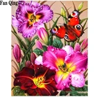 Алмазная 5d картина с цветами, лилией, бабочками, полноразмерная Алмазная вышивка сделай сам, вышивка крестиком, стразы, картины для домашнего декора