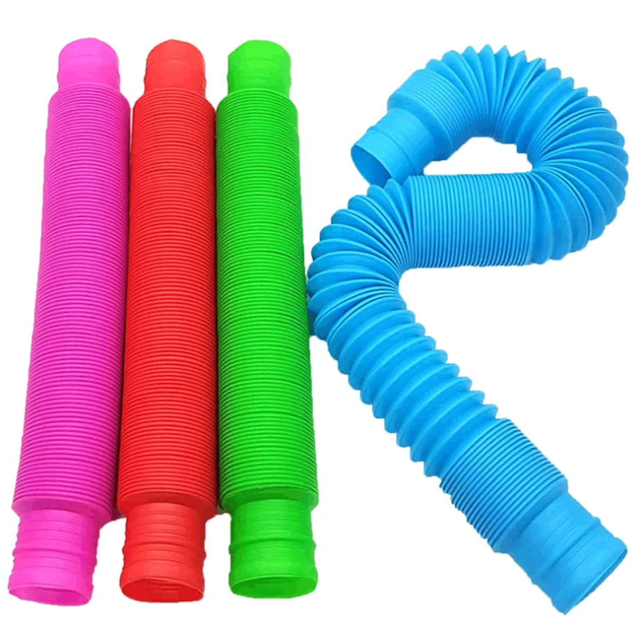 Juguetes coloridos para ni&ntilde;os, tubo plegable sensorial, juguetes educativos para aliviar el estr&eacute;s, divertido tubo antiestr&eacute;s, juguete de bobina plegable de pl&aacute;stico-4