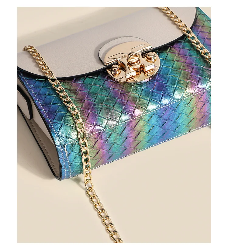 Women Bag Casual Travel Handbag With Silk Scarf Ladies Chain shoulder Messenger Bag Fashion Woven Pattern Leather Crossbody Bag