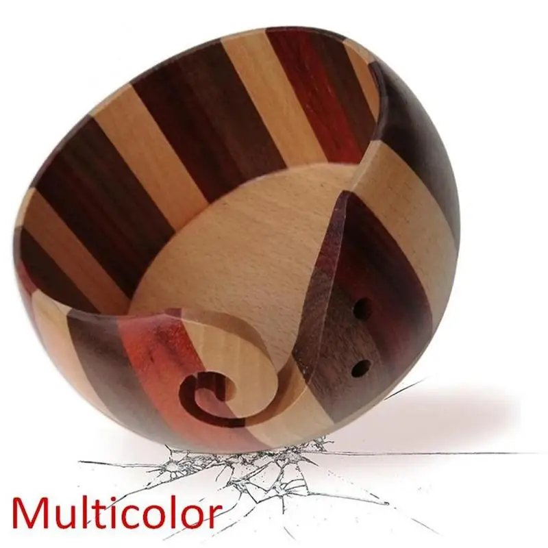 

Portable Round Textile Yarn Storage Wooden Bowl Handmade Knitted Sewing Yarn Crochet Organizer Holder E9V9
