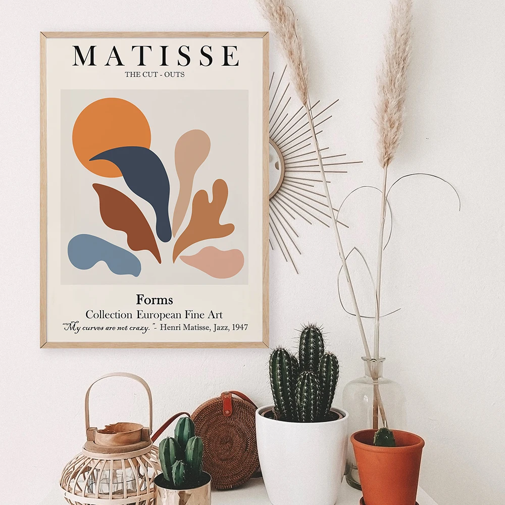 

Abstract Matisse Coral Flower Sun Nordic Posters And Prints Wall Art Canvas Painting Wall Pictures For Living Room Decor