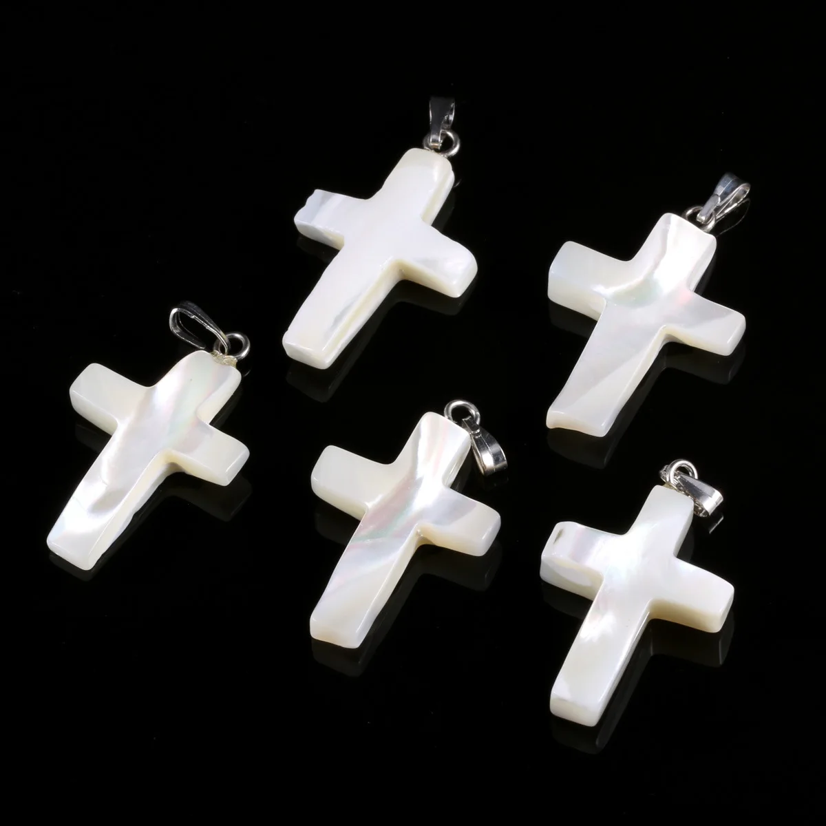 Подвеска из натуральной белой ракушки в форме Креста 2 шт. латунная бижутерия