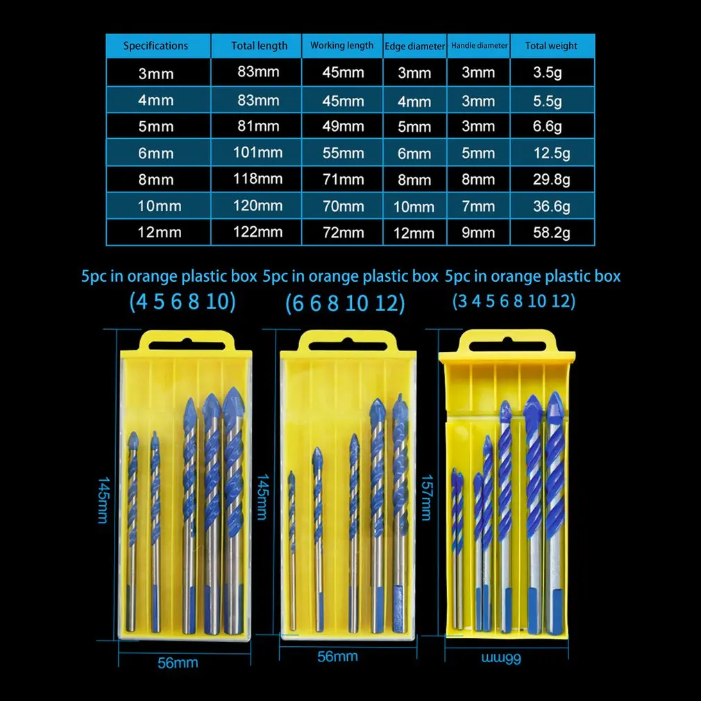 

Drill Bit Triangle Shank Drill Multifunctional Ceramic Glass Hole Wall Cobalt Twist Spiral Bit Tile Concrete Drill Bit Tool