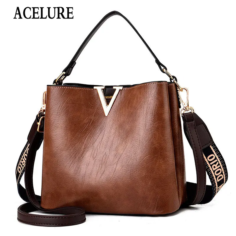 

Fashion High Capacity Casual Totes Bag for Women Simple Style Zipper Bucket Bags Solid Color PU Leather Messenger Bags Handbags