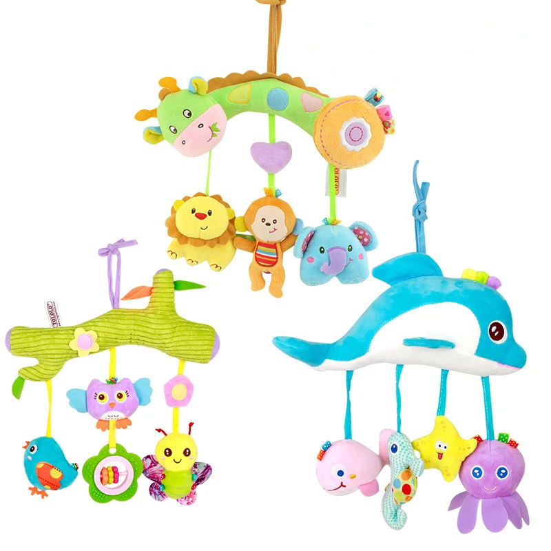 

QWZ New Rattles For Kids Baby Toys 0-24 Months Mobile On The Bed Educational Newborn Infant Hanging Stroller Animals Toys Gift