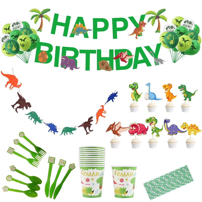 

Staraise 16pcs Disposable Tableware Dinosaur Theme Party Paper Plate/Cup/Napkin For Baby Shower Gifts Kids Birthday Party Decor