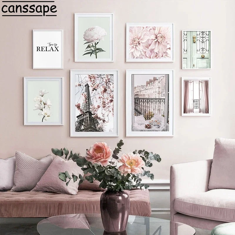 

Modern Wall Art Canvas Painting Flowers Posters Building Print Window Poster Landscape Prints Nordic Wall Pictures Bedroom Decor