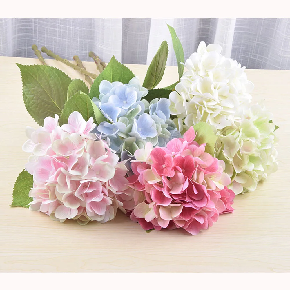 10 шт./лот Бытовая Высококачественная 60 см пластиковая Гортензия с 3D принтом белые