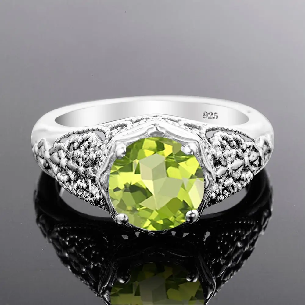 Бренд ювелирных украшений твердого стерлингового серебра 925 Зеленый Перидот