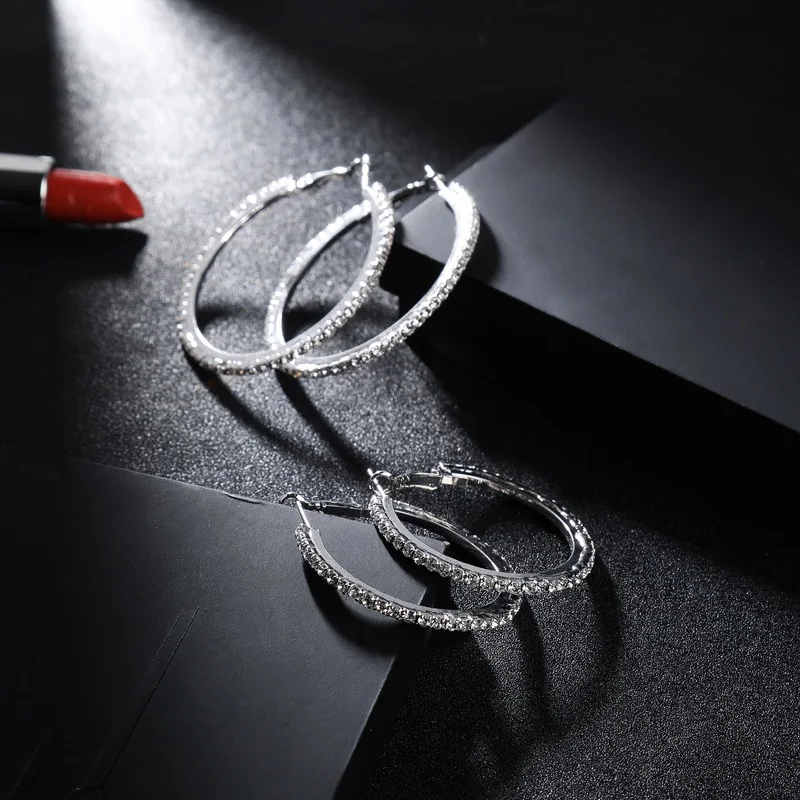 Женские круглые серьги HanCheng большие серьги-стразы Ювелирное Украшение |