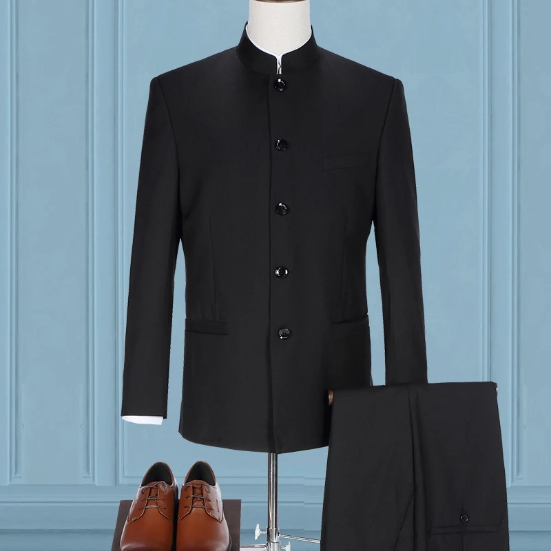 Костюм Мао китайский стиль костюм Тан куртки и брюки воротник-стойка мужские