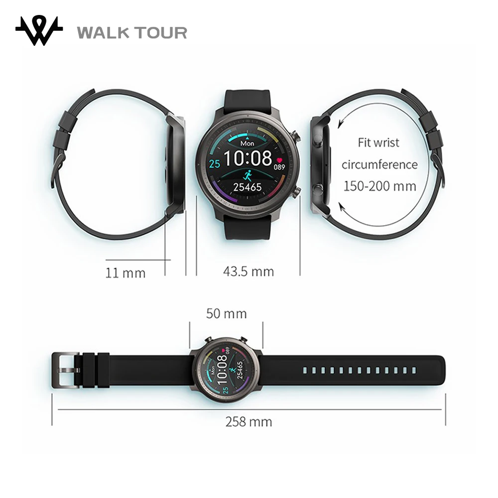 

Walktour 2021 1.28 inch HD BT Call Reloj Inteligente Smartwatch Round IP67 real waterproof women smart watch Q1 for IOS Android