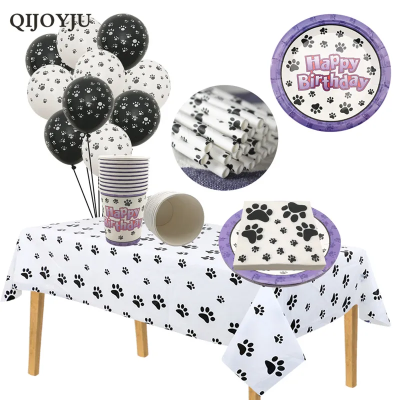 10 шт. Милая собачка кошка следы животных с днем рождения бумаги пластины салфетки