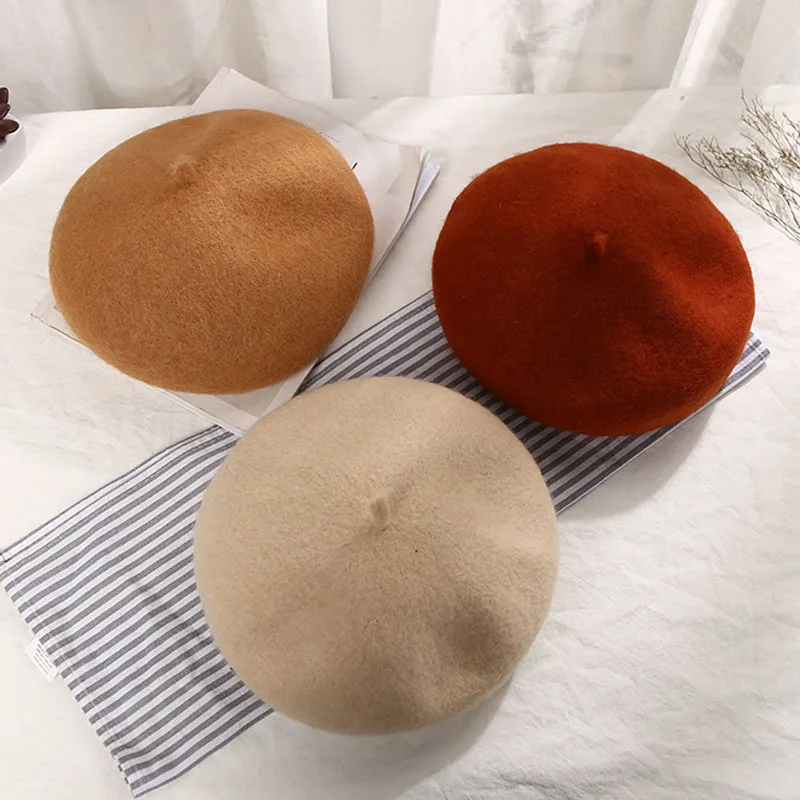 2019 женский элегантный шерстяной берет зимняя теплая Женская шапка для художника