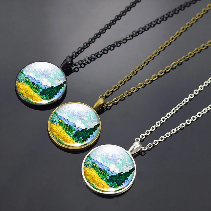 Ван Гог классическая картина маслом искусство кулон ожерелье стекло кабошон