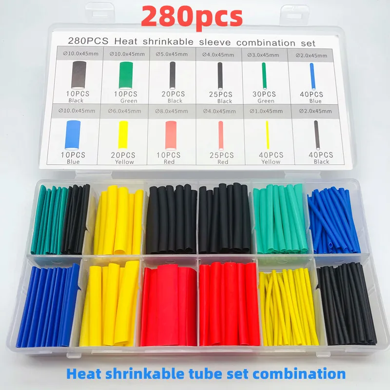 

280ps boxed heat shrink tubing 2:1 electronic DIY kit, insulated polyolefin sheathed shrink tubing cables and cables data line