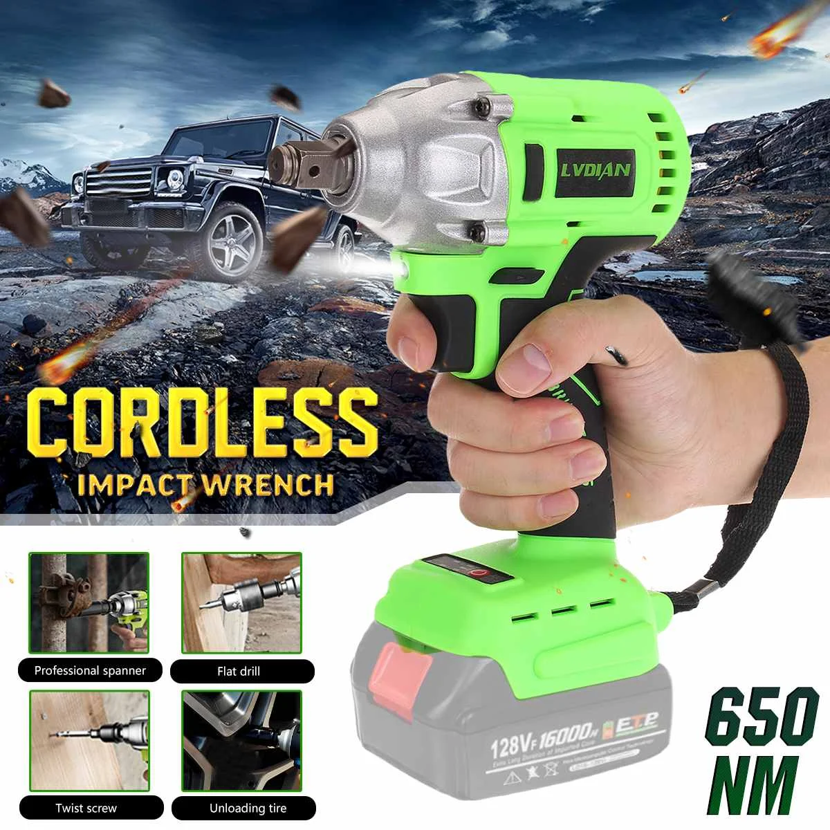 

Impact Wrench 650NM 1/2" Rechargeable Cordless Brushless Electric Wrench Body Only For Makita Battery and Sleeve Set High Torque