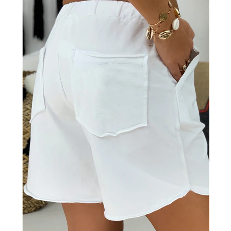 

2021 Elegant Women's Shorts Female Fashion Decorated Wide-Leg Shorts Women Casual Loose Slim A-Line Shorts For Ladies