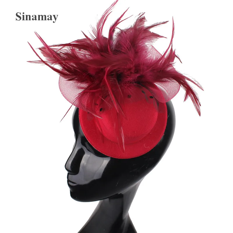 

Шляпка Федора Женская Коктейльная, головные уборы в сетку, аксессуар для волос с пером