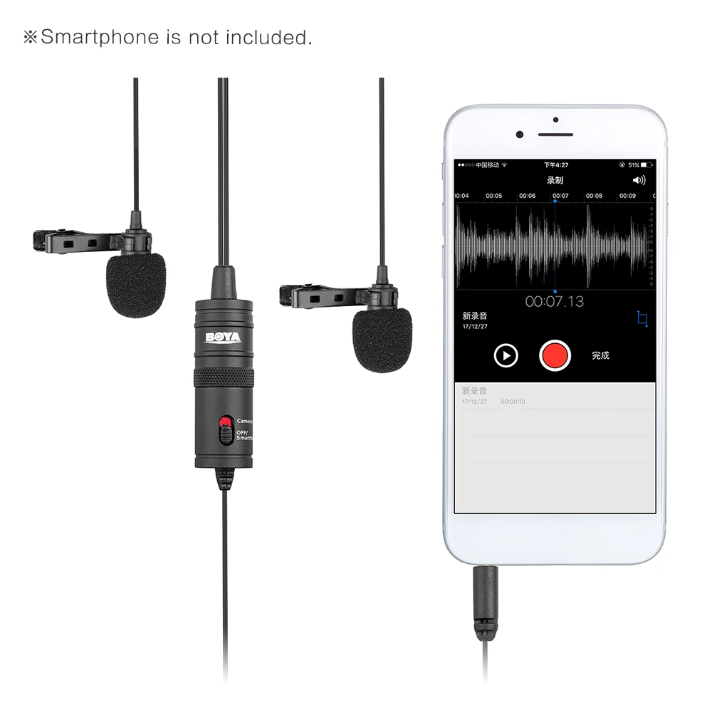 BOYA BY-M1DM Lavalier с двумя головками конденсаторный микрофон Аудиозапись для iPhone Andriod