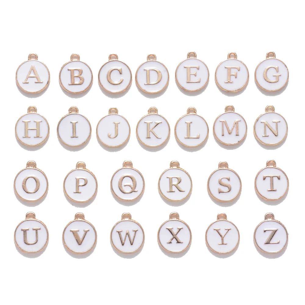 

Cute Mixed Letter Beads 26 Metal Letter Charms Enamel Initial Charms Double Sided Alphabet Charms for Necklace