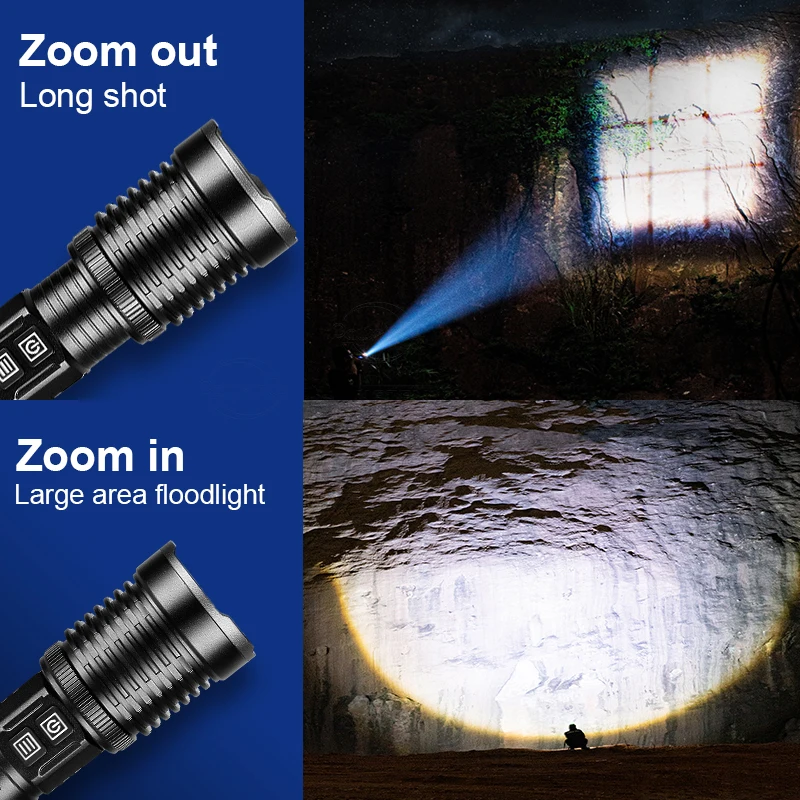 Высокомощный XHP199 9Core светодиодный фонарик USB Перезаряжаемый тактический 26650/18650