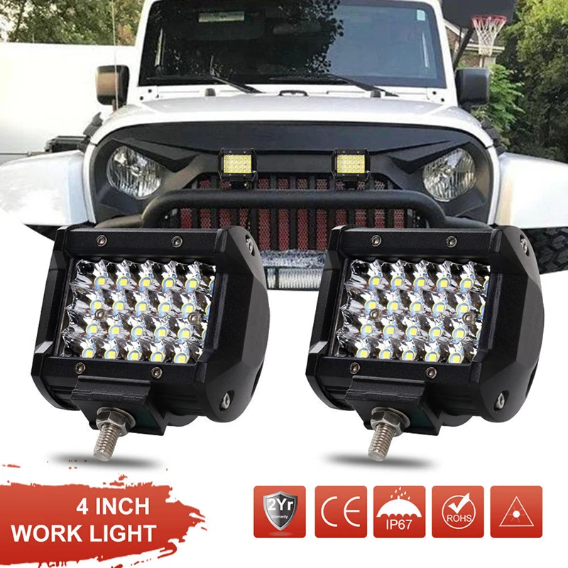 

1pc 4" 72W Quad Row LED Work Light Offroad Spotlight Driving Fog Lamp Truck 4WD Boat