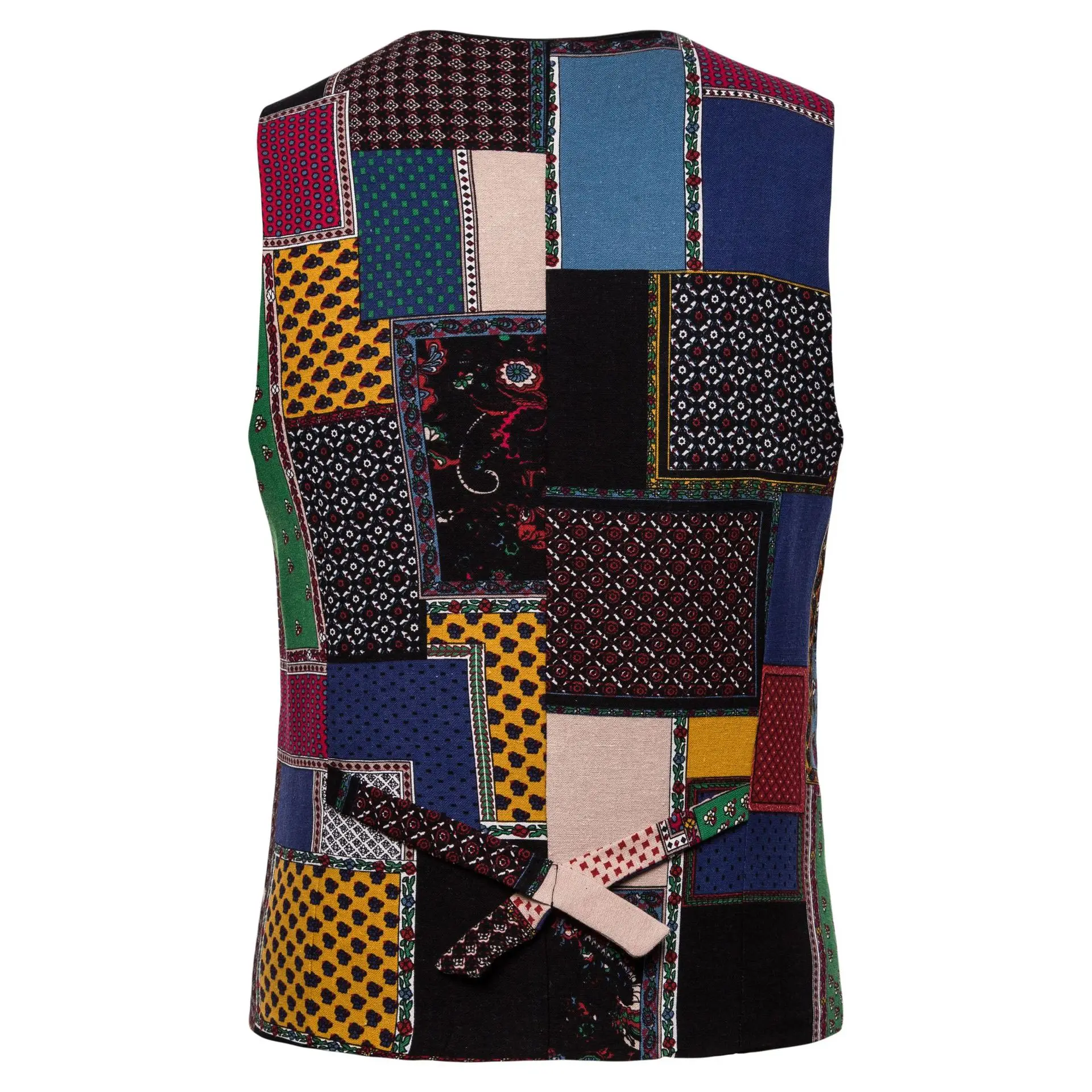 LUCLESAM 2021 Men Bohemia Patch Stitching Vintage Vest Single Breasted V Neck Ethnic style Waistcoat chaleco hombre Dashiki vest