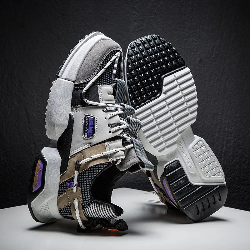 Mens Casual Shoes Hot Sale Retro Color Matching Trend Straps Breathable Sports Running Teen Korean Black Platform Sneakers | Обувь