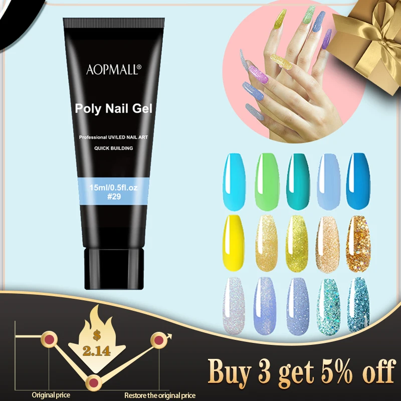 

AOPMALL® Summer Beach 15colors Poly Nail Gel Quick Extend Finger Nail Art Gel All For Manicure Extension Acryl UV LEDGel